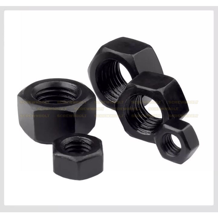 หัวน็อต ตัวเมีย หกเหลี่ยม เหล็กแข็ง 8.8 รมดำ เกลียวมิล หยาบ M20 – M36 / 8.8 Grade Hexagon Nut Black Oxide ราคา ถูกที่สุด ดีลบีเคเค แกลเลอรีภาพที่ 9