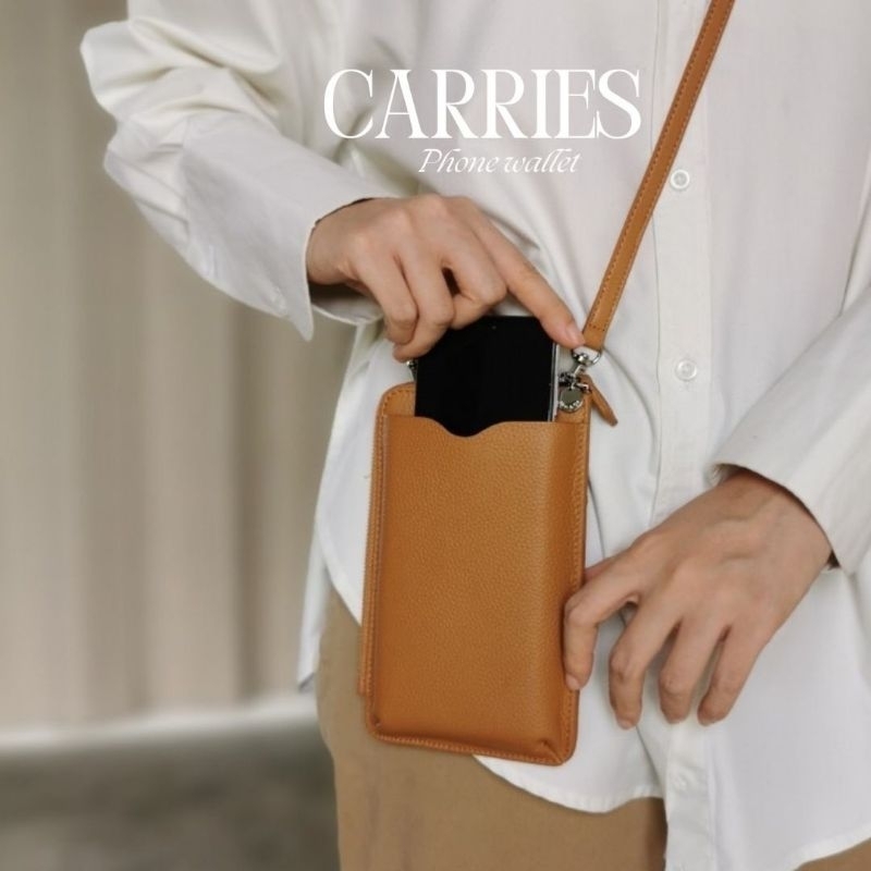 กระเป๋าโทรศัพท์ รุ่น CARRIES กระเป๋าสตางค์ใส่โทรศัพท์ได้ ใบเดียวจบ หนังวัวแท้ See&Co