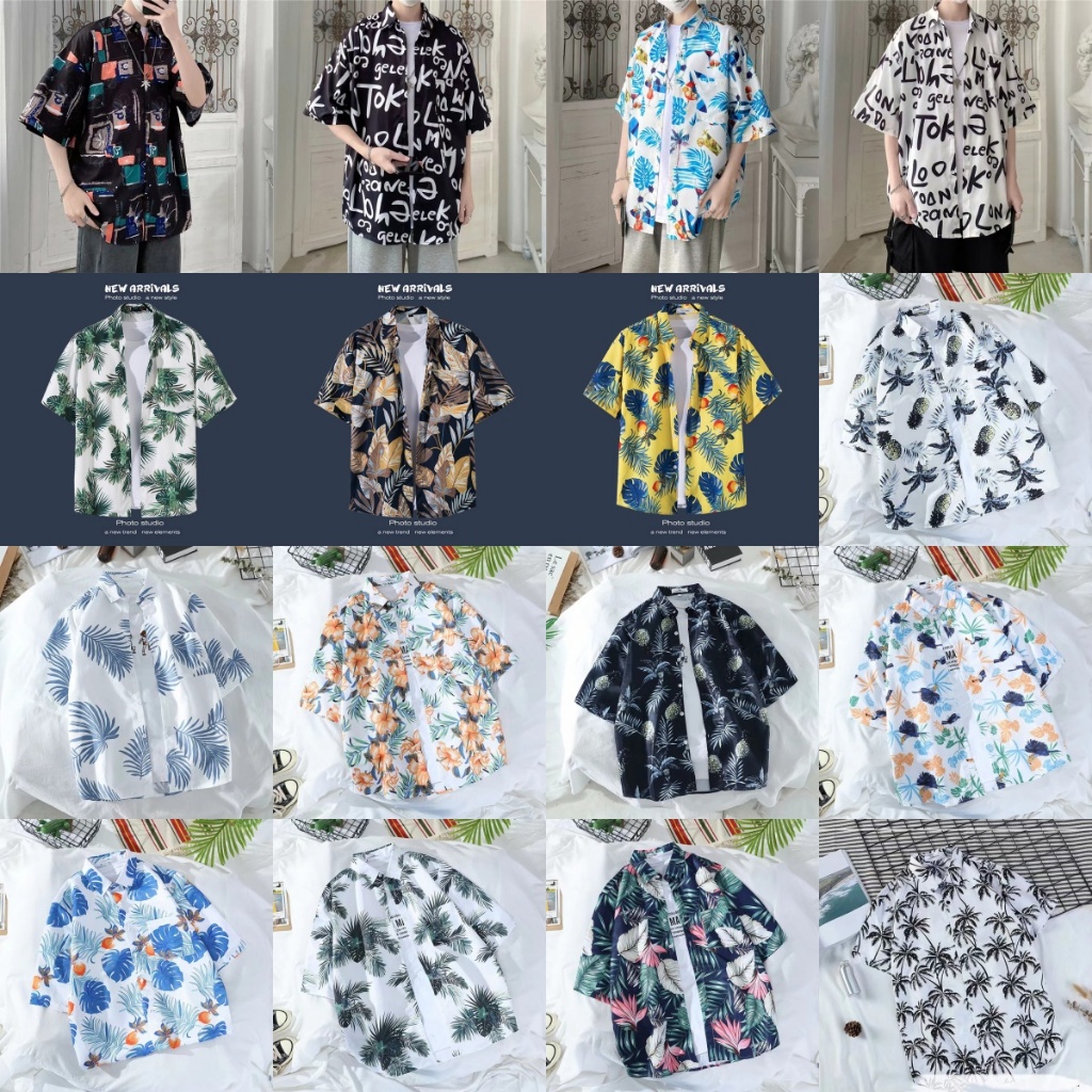 เสื้อฮาวาย hawaii เสื้อเชิ้ต คู่รักM 2XL 3XLใส่สบาย ใส่เที่ยวทะเลหรืออยู่บ้านชิลๆ [ราคาส่ง]