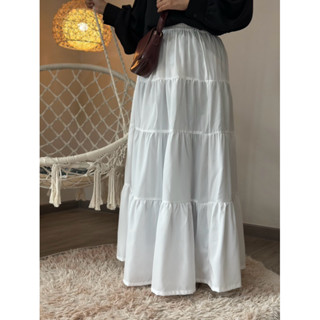 กระโปรงสีพื้นสี่4 ชั้น แนวมินิมอล