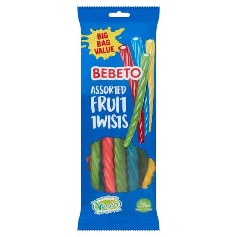 Bebeto fruit twists 220g. นำเข้า ไม่ติดฉลากไทย กัมมี่ผลไม้