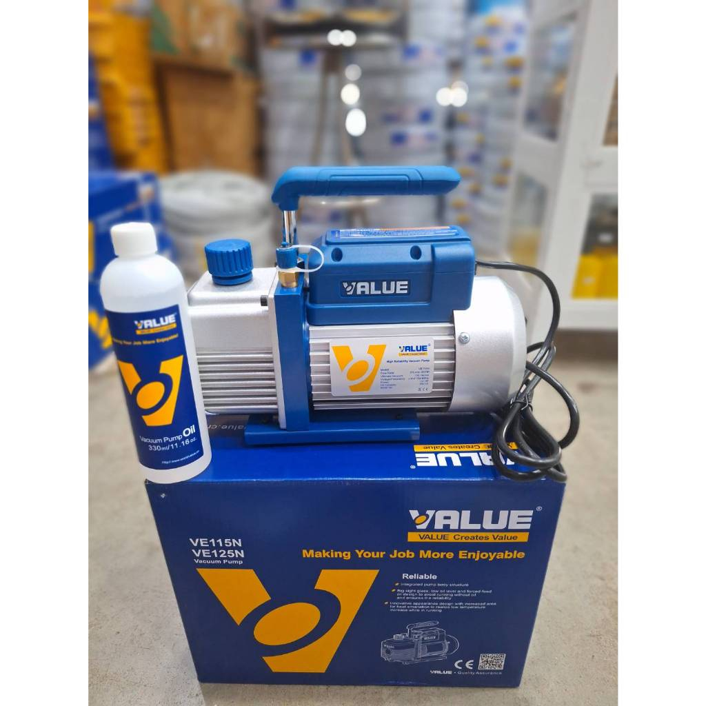 (เครื่องมือช่างแอร์)เครื่องแวคคั่ม 1ชั้น VALUE รุ่นVE115N , VE125N เครื่อง แว๊คคั่ม VACCUM PUMP