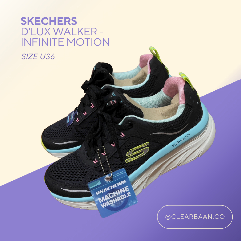🚚 พร้อมส่ง 🚚 SKECHERS D’LUX WALKER-INFINITE MOTION US6 รองเท้าผ้าใบ ผู้หญิง รองเท้าเด็ก สีดำ ไซส์ 6