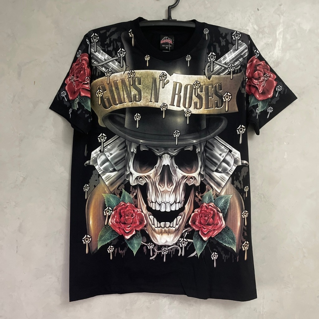 เสื้อยืดOVP GunnRose (ป้ายRocktee เรืองแสง) ผ้าCotton100