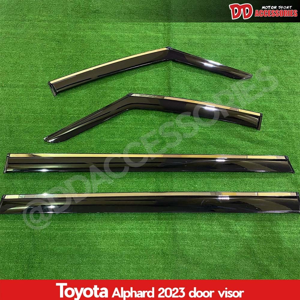 กันสาด Alphard Vellfire 40 2023 2024 2025 2026 4 ชิ้น สีดำ คู่หลังมีคิ้วโครเมี่ยม ลาย M สำหรับโฉมใหม่ล่าสุด