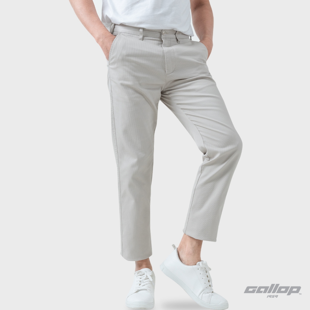 GALLOP : Men's Wear Chino Striped Pants กางเกงขายาว รุ่น ผ้าทอริ้ว GL9009 สี Ivory - งาช้าง / ราคาปรกติ 1690.-