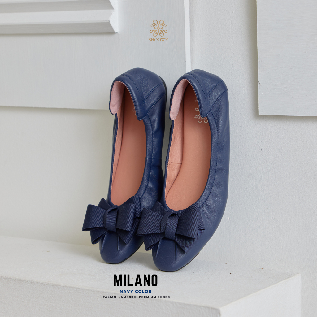 Shoowy รองเท้าหนังแกะ รุ่น Milano Navy color (สีกรมท่า)