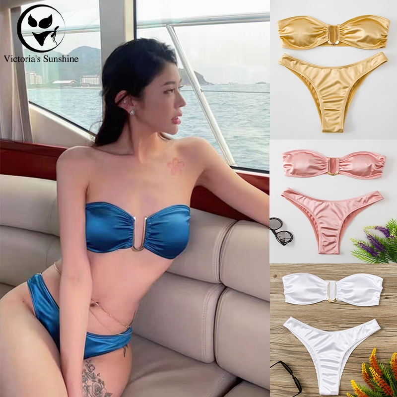 🇹🇭พร้อมส่งในไทย🇹🇭ชุดว่ายน้ํา ทูพีช bikini ชุดบิกินี่ สไตล์เซ็กซี่ ผ้าคุณภาพสูงเป็นมิตรกับผิว#0185