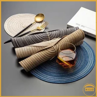 ทรงกลม ทนความร้อน แผ่นรองจาน ที่รองจานสไตล์ญี่ปุ่น กันลื่น ทำความสะอาดง่าย Round placemat