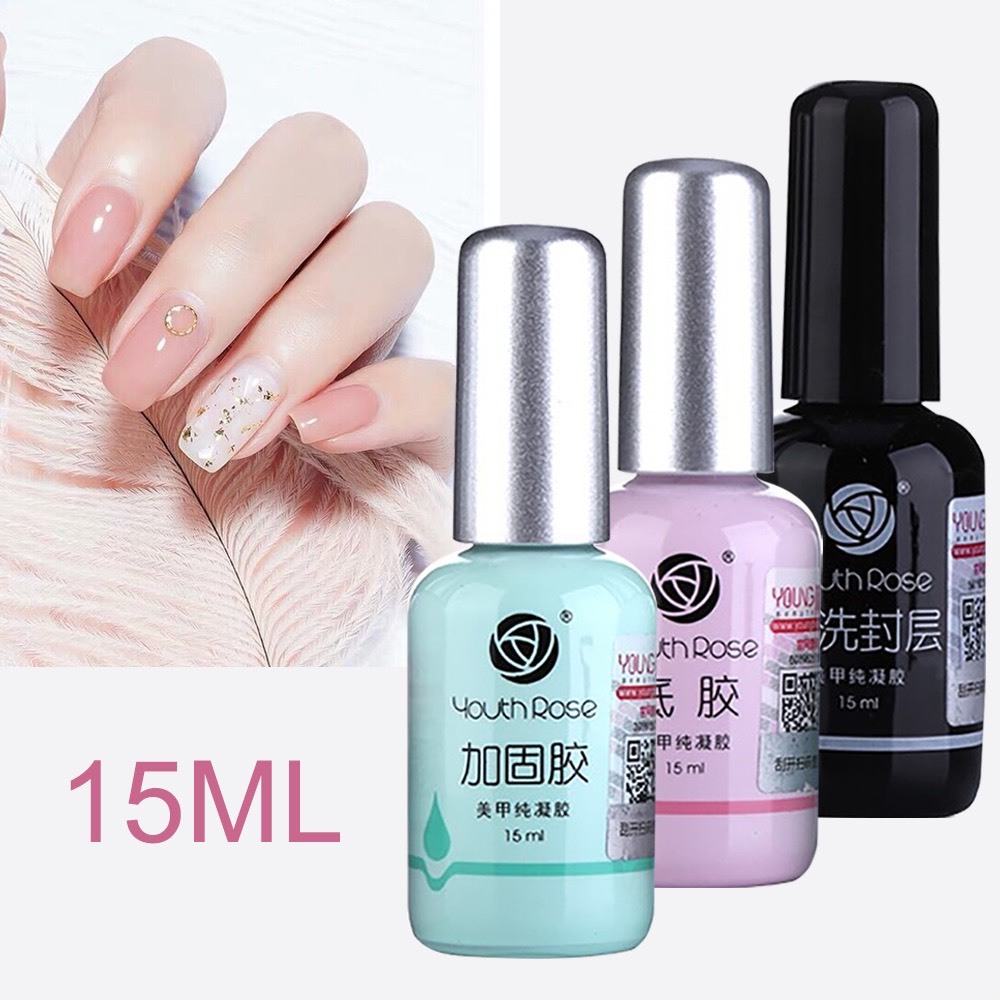 Base Top rose เจลทาเล็บชนิดแข็งสำหรับทาเล็บ ทำเล็บ 15 มล. สีทาเล็บแห้งเร็ว