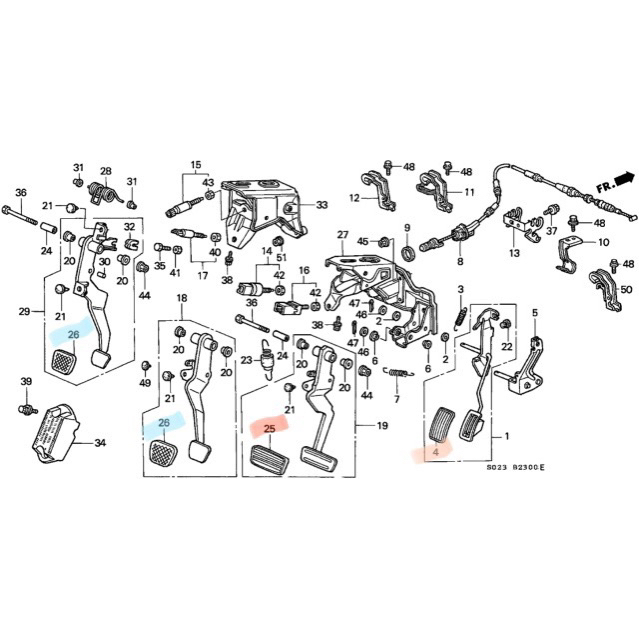 แป้นคันเร่ง,แป้นเบรก,แป้นคลัชแท้เบิกใหม่ HONDA CIVIC EK,COUPE,EG 3DOOR - รูปที่ 4