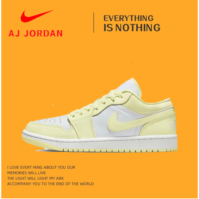 Jordan Air Jordan 1 Durable Low Top Retro Basketball Shoe Yellow White