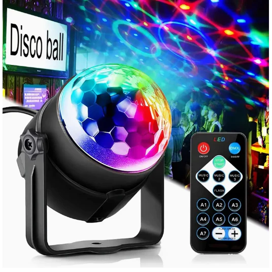3D ไฟปาร์ตี้ ไฟพาร์ ไฟดิสโก้ ไฟเทค ตามจังหวะเพลง LED Party Light Colorful Disco Stage Lighting แสงบรรยากาศคริสต์มาส