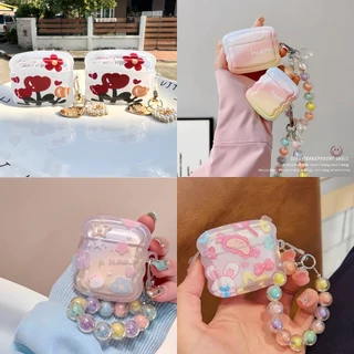 เคสหูฟังบลูทูธไร้สาย Tpu แบบนิ่ม ไล่โทนสี กันกระแทก พร้อมจี้ หลากสี สําหรับ Airpods 1 2 3 Pro2