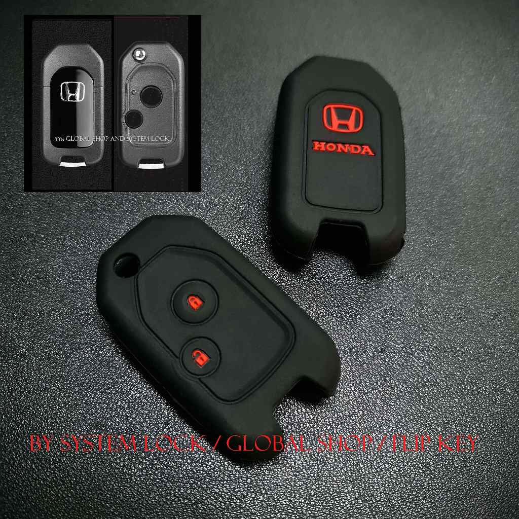 เคส Honda ซิลิโคน สำหรับ กุญแจพับ ฮอนด้า 2 ปุ่ม สีดำแดง สีชมพูอ่อน