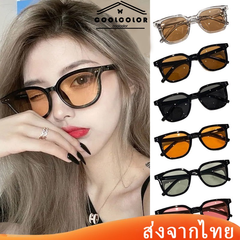 ในไทย แว่นตากันแดดUV400สไตล์วินเทจกรอบสี่เหลี่ยมเครื่องประดับแฟชั่นสําหรับผู้หญิงและผู้ชาย.COD