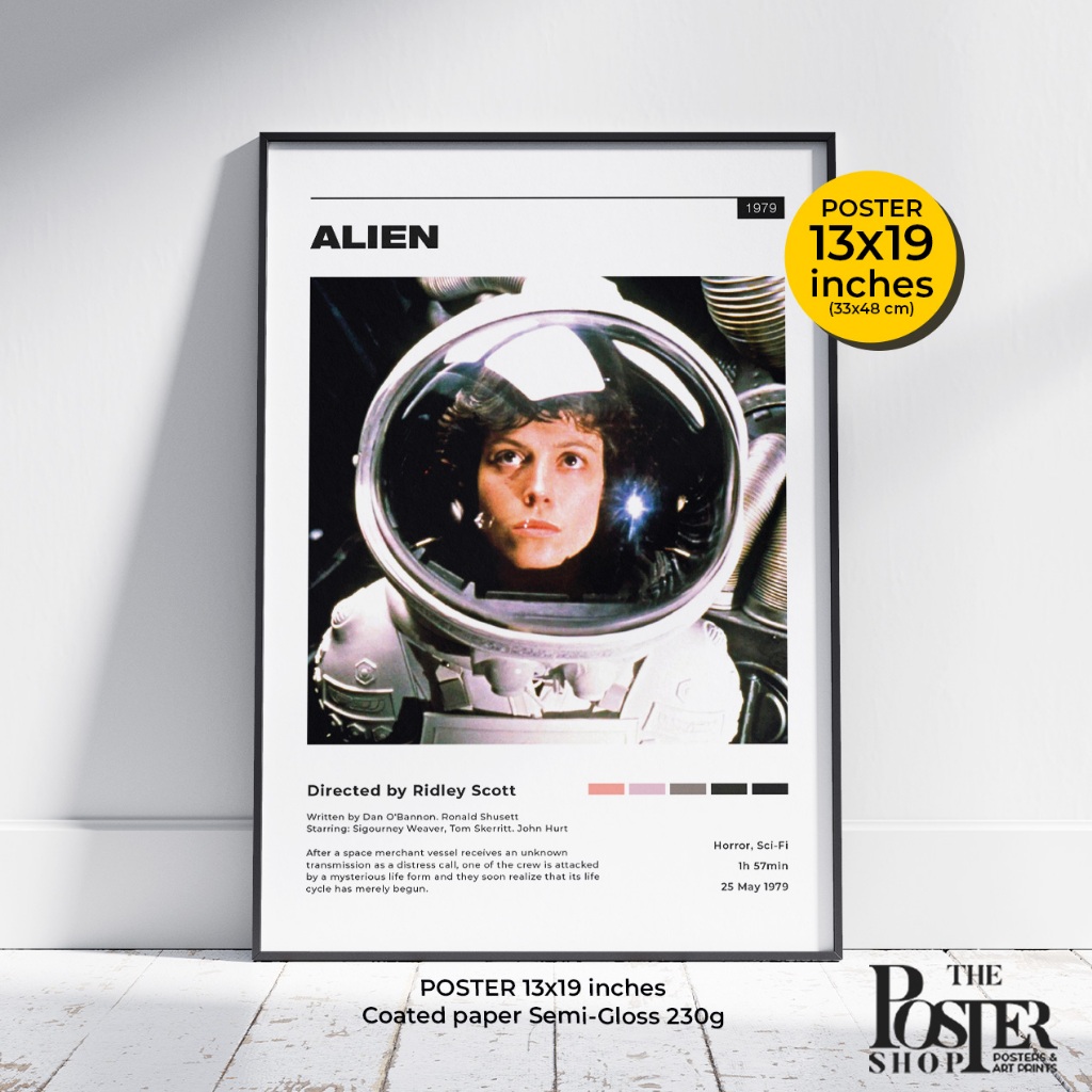 Alien Poster (1979) โปสเตอร์หนังเอเลี่ยน ในตำนาน by Ridley Scott, Sigourney Weaver (Ellen Ripley)