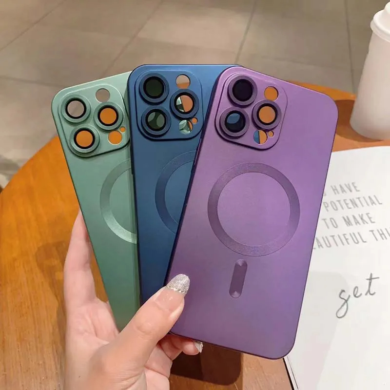 เคสไอโฟน สีทึบหรูหรา แม่เหล็ก for iphone 15 14 13 12 11 pro max โปร โปรแม็กซ์ หนังซิลิโคนกันกระแทกฝาหลัง(ชาร์จแบบไร้สาย)