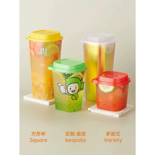 (25ชุด)แก้วทรงสูง แก้วผลไม้ ทรงสี่เหลี่ยม ขนาด 650ml 950mlพร้อมซ้อม