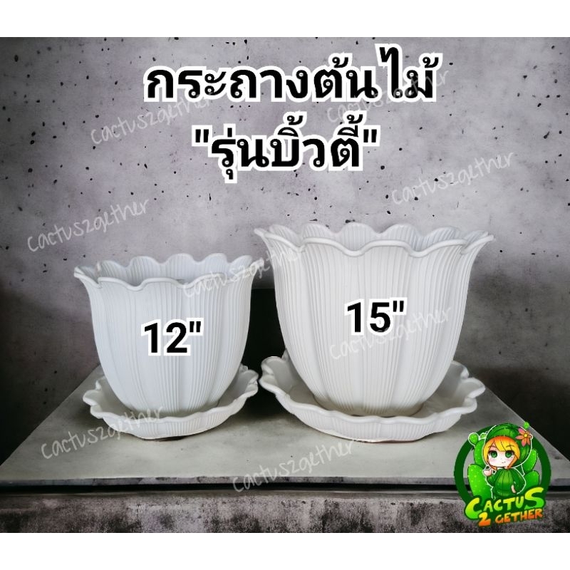 กระถางรุ่น"บิวตี้" พร้อมจานรอง6นื้ว/8นิ้ว/10นิ้ว/12นิ้ว/15นิ้ว✅️รับประกันความหนา ทน เหนียว