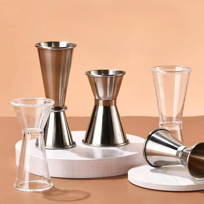 จิ๊กเกอร์ สแตนเลส และ พลาสติก ถ้วยตวง2ด้าน แก้วชง มีสเกล Jigger