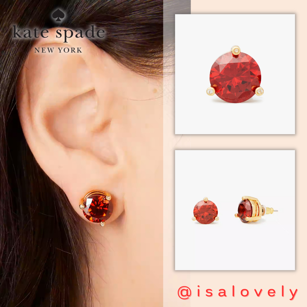 📌Isa Lovely Shop📌  ต่างหู Kate Spade O0ru3081 KE999 gold พลอยสีแดง