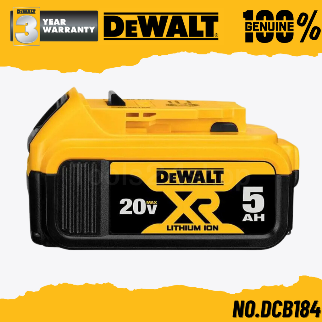 DEWALT แบตเตอรี่ Lithium-ion 20V 5.0Ah No.DCB184