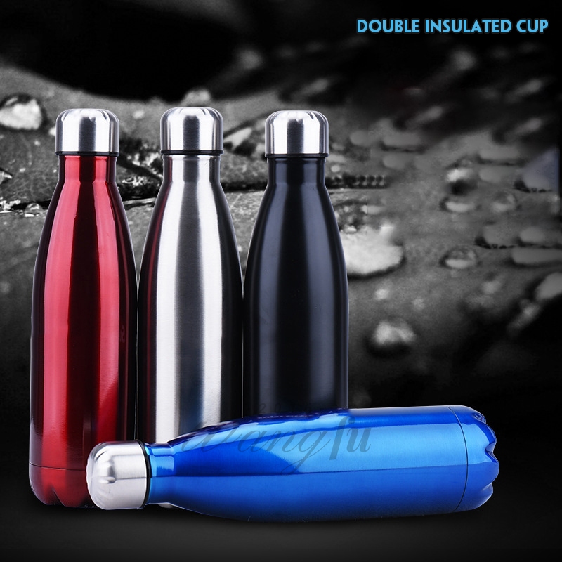 ขวดน้ำเก็บอุณภูมิ เก็บได้ทั้งร้อน-เย็น สแตนเลส304 กระบอกน้ำ 500 ml ความเย็น A2630