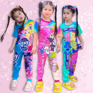 ชุดเด็กผู้หญิงขายาว จั้มขา แขนสั้น เนื้อผ้าไมโคร พิมพ์ลายทั้…