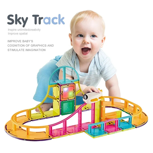 Magnetic tiles sky track set/ magnetic building tiles/ magnet tiles/ train track กระเบื้องแม่เหล็ก ส