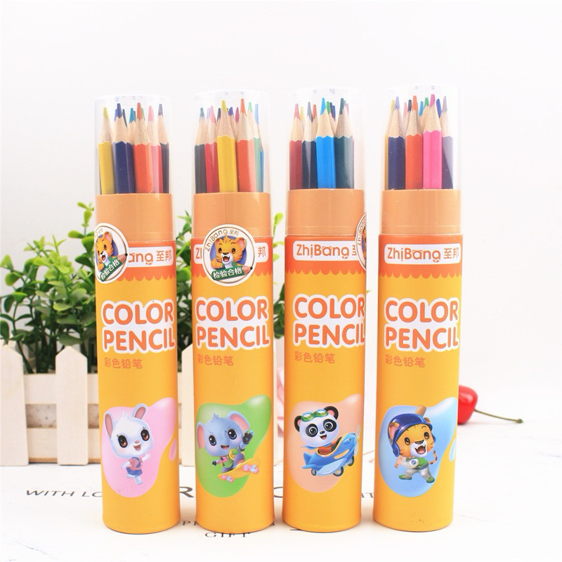 ชุดกล่องสีไม้ HBการ์ตูนอุปกรณ์วาดภาพระบายสี ดินสอสี สีไม้