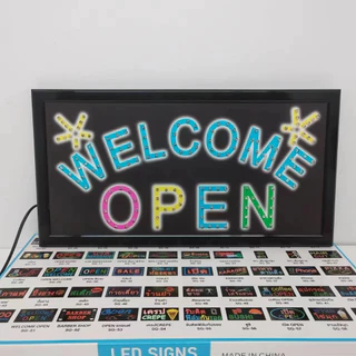 ป้ายไฟWELCOME OPEN ป้ายไฟ LED ป้ายไฟวิ่ง แบบมีสกินสี ไม่เปิดไฟก็สวยงาม ป้ายไฟสำรับตกแต่งหน้าร้าน