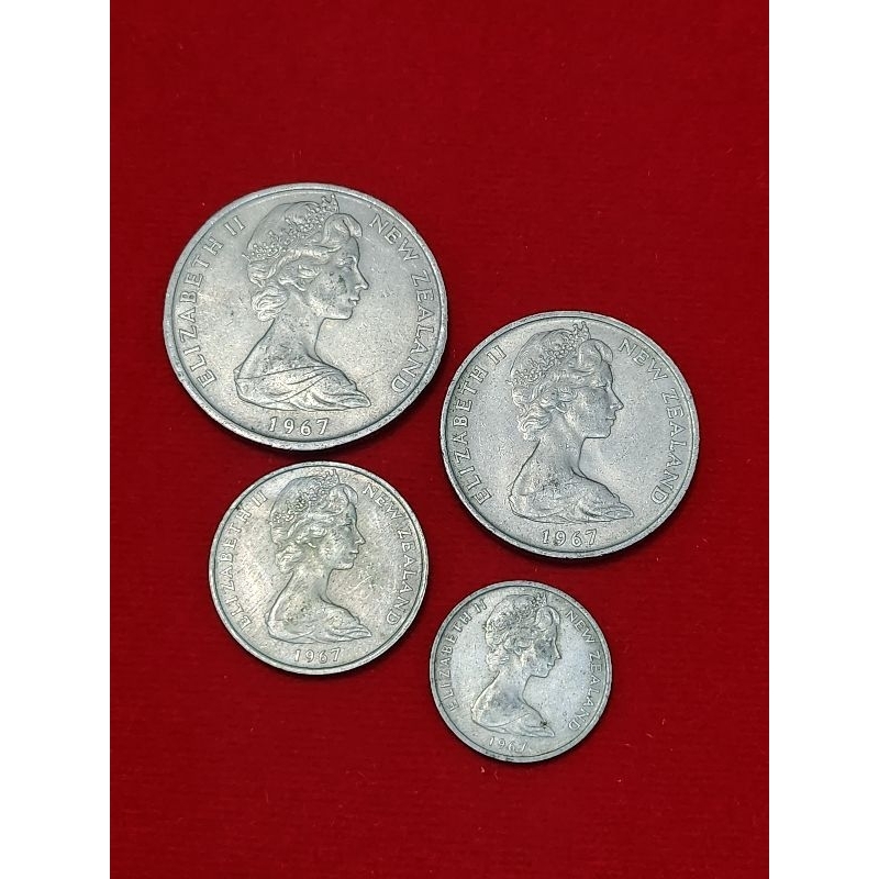 ชุดเหรียญ​ New​ Zealand​ 50, 20, 10, 5  Cent​ ปี​ 1967 ผ่านใช้หายากรับประกันแท้💯