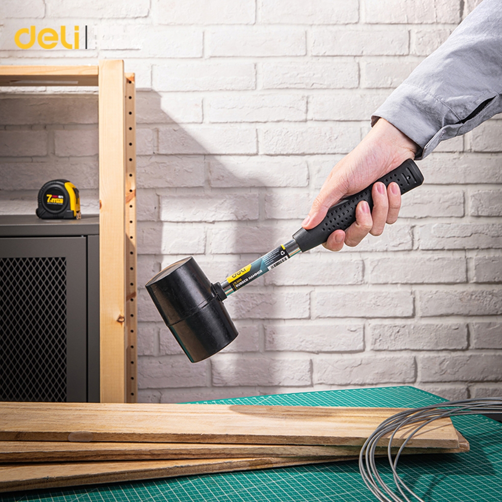 Deli ค้อนยาง ค้อนตอกสมอบก ด้ามไฟเบอร์ 16 ออนซ์ จับถนัดมือ เหมาะสำหรับงานช่างทั่วไป Rubber Hammer - รูปที่ 5