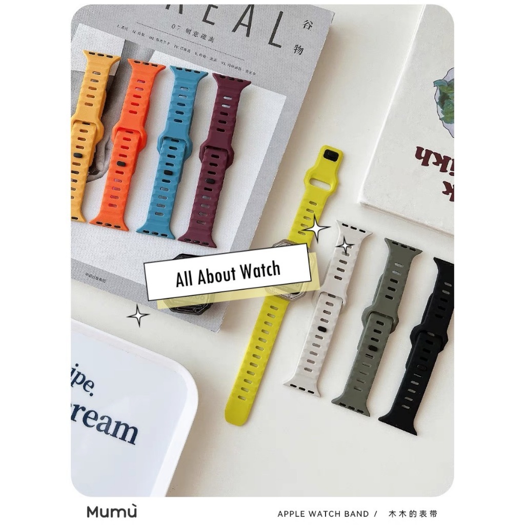 พร้อมส่ง สายนาฬิกา แบบคลื่นหมุดล็อค ใช้ได้กับ Smart Watch 9 8 7 6 5 4 3 2 1 Se Ultra และ HK9Pro LG69