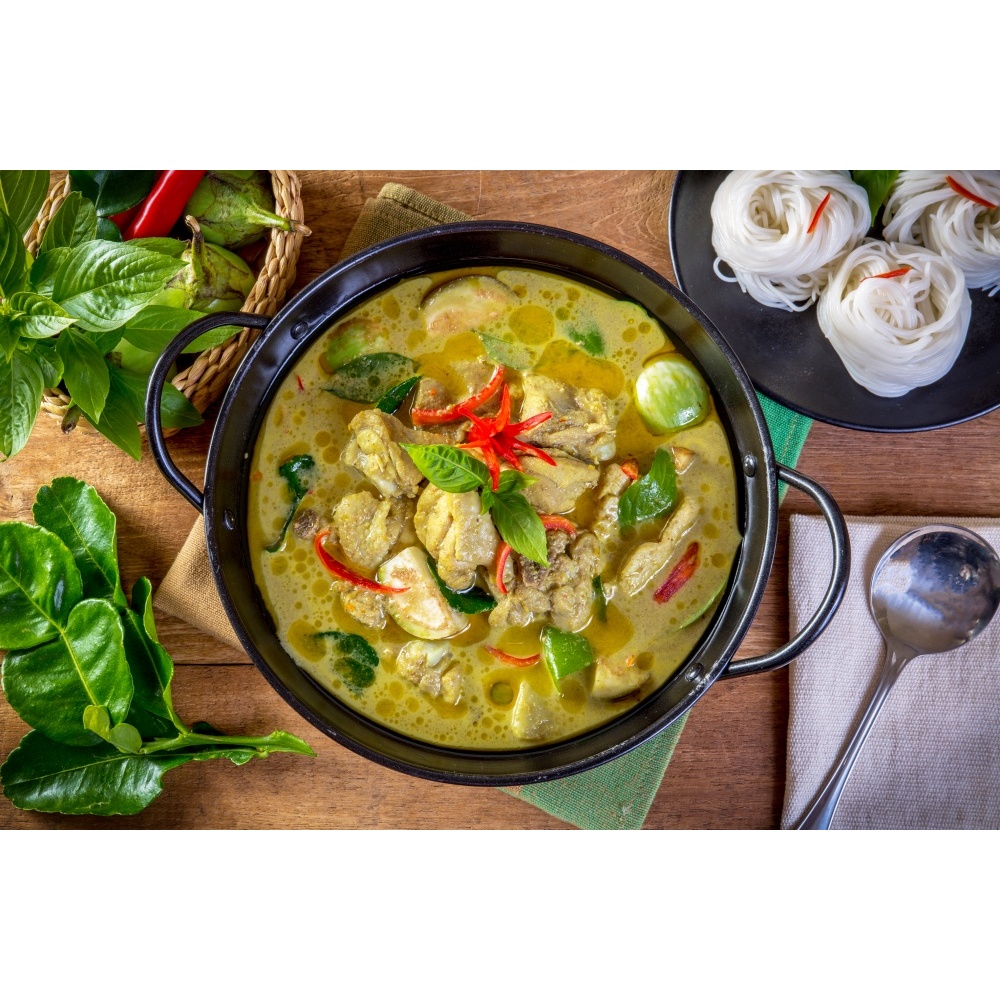 สติ๊กเกอร์ ชุดภาพแกงเขียวหวาน (Gren Curry) หนึ่งในอาหารขึ้นชื่อของไทย เหมาะสำหรับตกแต่งร้านอาหารไทย