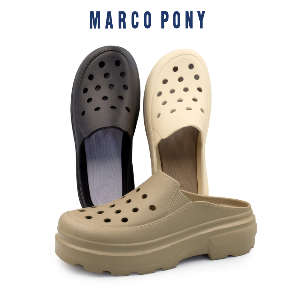 Marco Pony รุ่น MH9020 รองเท้าหัวโตแบบสวม นุ่มและเสริมความสูง 6 cm. แฟชั่น พื้นนิ่ม กันน้ำ