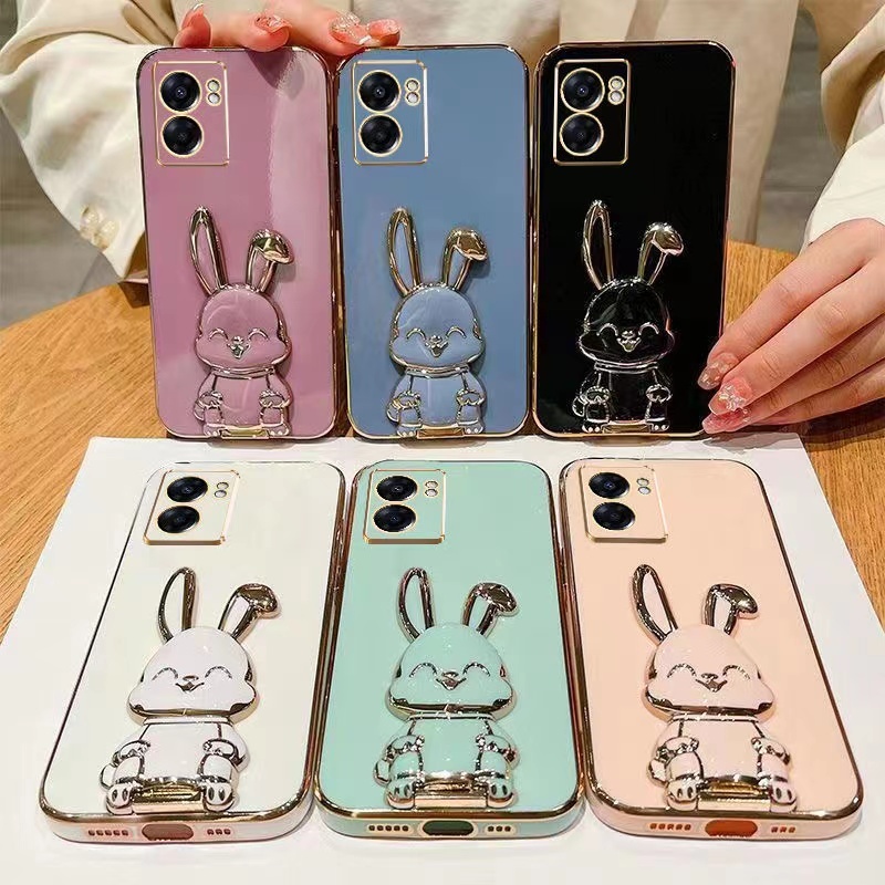 เคสTPU ขอบตรง ลายกระต่าย สำหรับ Oppo A57 A77 A77S A57 4G เคสขาตั้ง ออปโป้ A77S A57 5G ราคา ถูกที่สุด ดีลบีเคเค