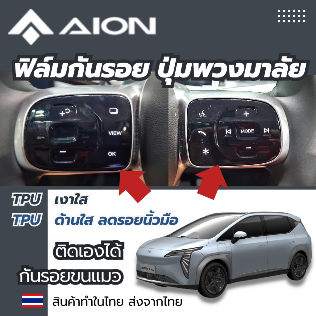 Aion Y PLUS ฟิล์มกันรอยพวงมาลัย FULL SET ตรงรุ่น TPU เกรด USA