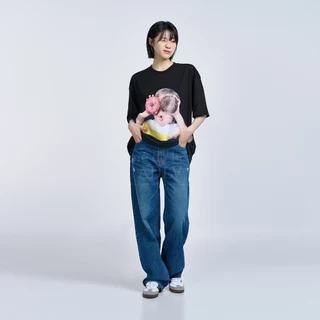 ADLV [acme de la vie] เสื้อยืด Oversize รุ่น Baby Face Short Sleeve T-Shirt Black Donuts 1 R Black (50111OBFSSU_F3BKXX)