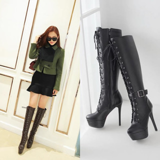 🇹🇭ส่งแมสได้🇹🇭 รองเท้าบูทหนังนิ่มผูกเชือกมีซิปหนังด้านใส่ง่าย…