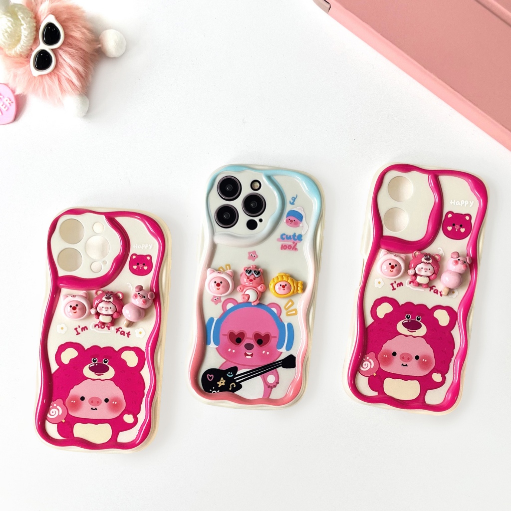 เคสมาใหม่ ขอบหยักกันกล้องลายการ์ตูนน่ารัก for iPhone 11 12 13 14 15 Pro max OPPO A15 A16 A18 VIVO Y12 Y20 Y36 Y02 SAM