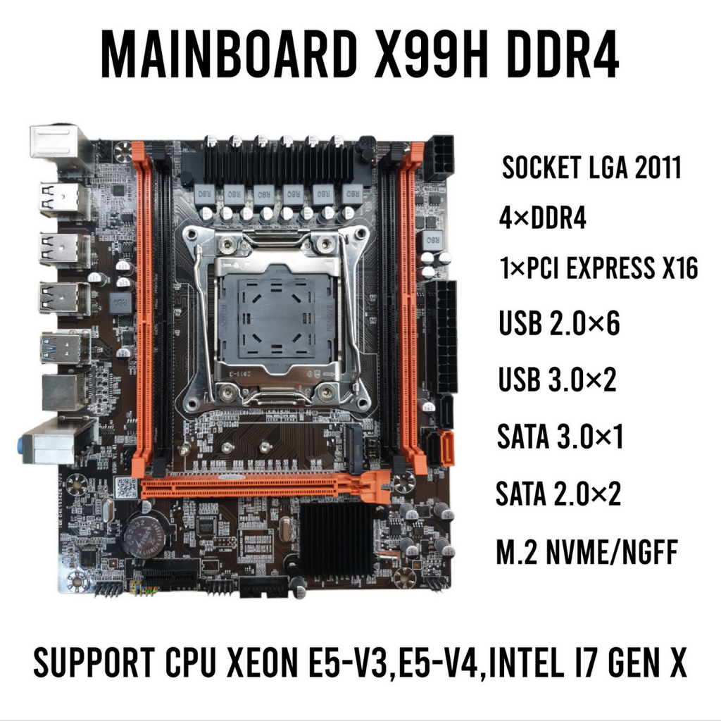 MAINBOARD (เมนบอร์ด) ATERMITER LGA 2011-3 X99 / X99H DDR4 Support CPU Xeon E5 และ Intel I7 GenX