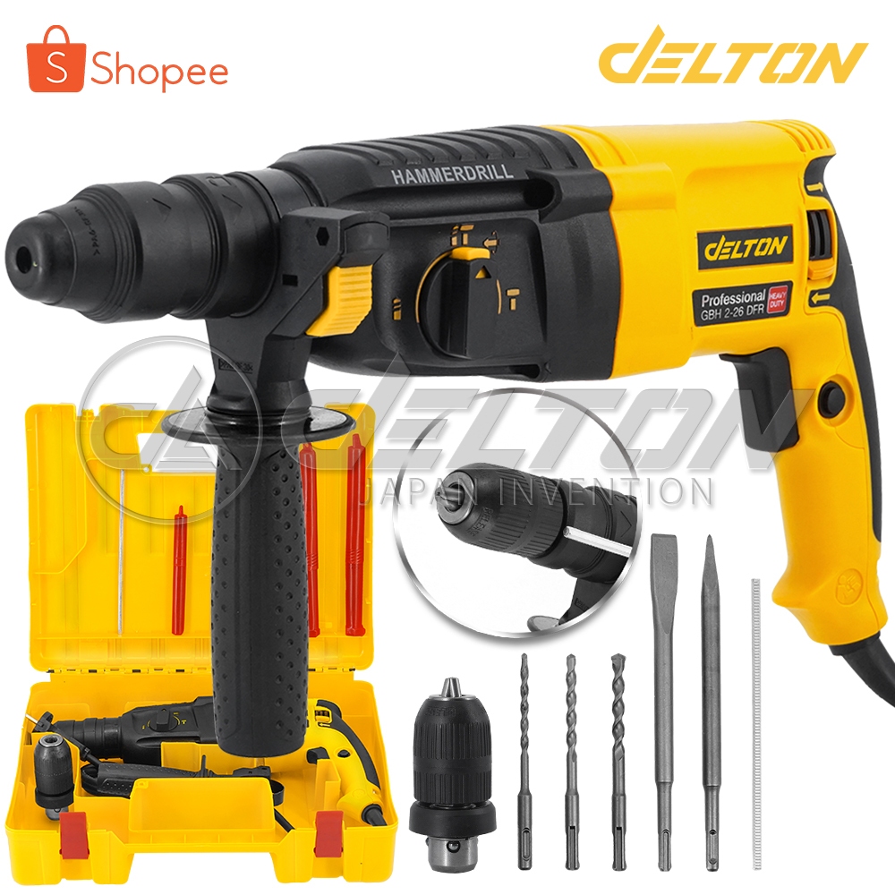 Delton สว่านโรตารี่ สว่านเจาะปูน 3 ระบบ 1,650W Pro Series สว่านกระแทก สว่าน ขนาด 26 mm. รุ่น 2-26DFR Pro Series