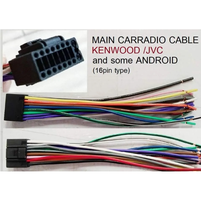Carradio main cable 16pin JVC KENWOOD จอ android บางรุ่น ในรถ TOYOTA HYUNDAI MITSUBISHI ISUZU