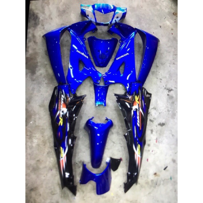 Bộ màu Wave 125r (Phiên bản nhọn) Đĩa Phanh đĩa mô hình chìa khóa cơ khí màu xanh dương-ức gà đen (12 miếng dán) màu-Phun-Nướng