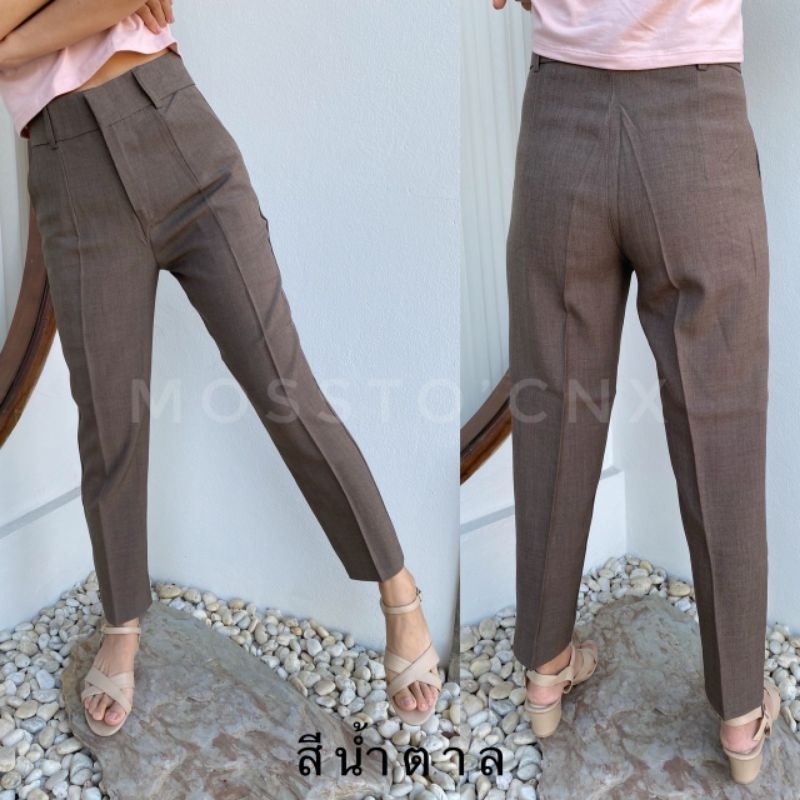 งานป้าย Kukkik ทรงกระบอก 8 ส่วนเอวสูง ตะหน้าใส่ทำงาน เที่ยวได้ sizeS-36