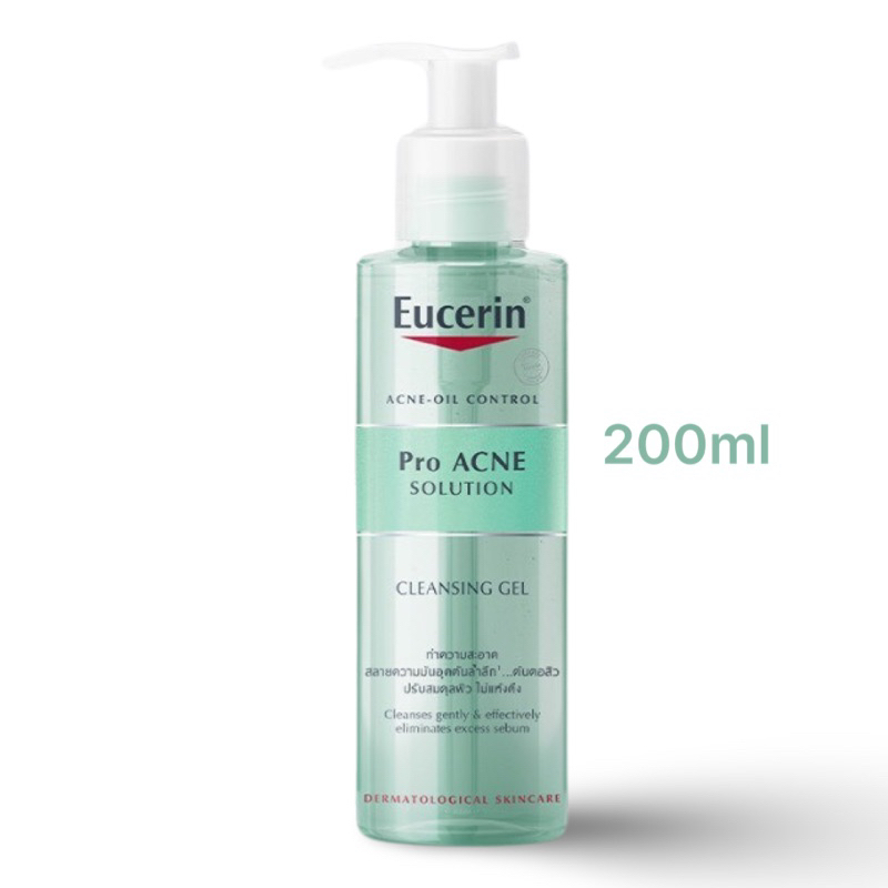 Eucerin Pro ACNE SOLUTION CLEANSING GEL 200 ML (ยูเซอริน เจลล้างหน้า ลดปัญหาสิว ลดผิวมัน บำรุงผิวหน้า)