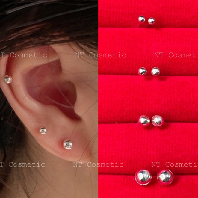 🇹🇭ร้านไทย🇹🇭 (SV04 ) ต่างหูหมุด (Silver925)  เงินแท้ 925 ไม่แพ้ ต่างหูเงินแท้ earrings