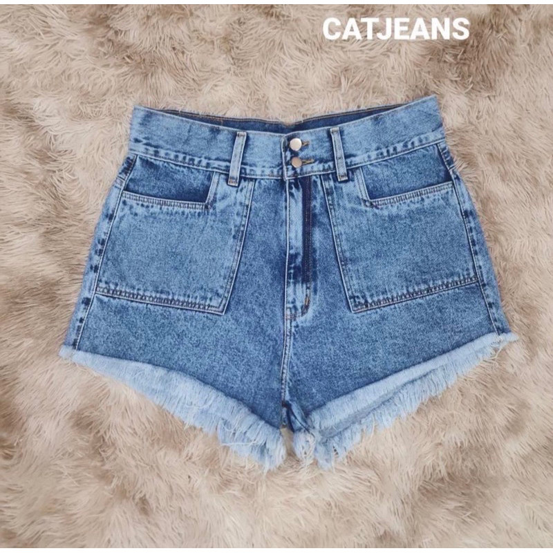 กางเกงยีนส์ขาสั้นกระเป๋าเหลี่ยม (G05)